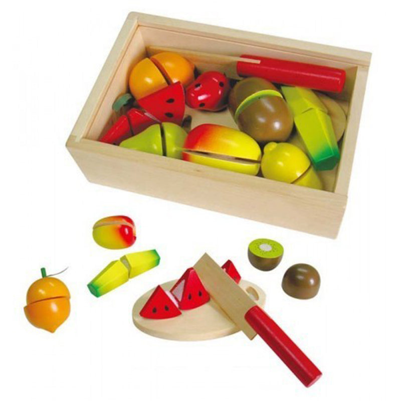 idrop WOOD TOYS - FRUIT SET - Children Food Cutting Toy Box Set