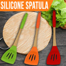 idrop Kitchen Nonstick Silicone Cooking Spatula with Wooden Handle / Spatula Dapur Memasak Dengan Pemegang Kayu / 厨房不粘硅胶木柄烹饪锅铲