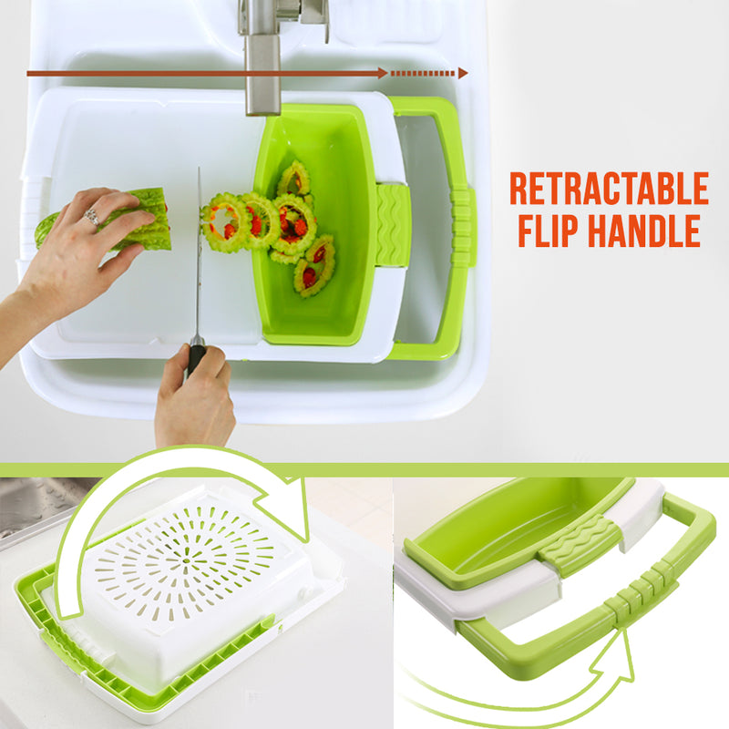 idrop 2 IN 1 Multifunction Kitchen Sink Retractable Cutting Chopping Board Water Draining Basket