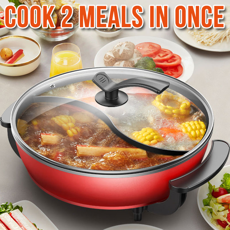 idrop [ 5L ] 2 IN 1 Multifunction Electric Kitchen Nonstick Cooking Hotpot Steambot Cooker 1360W