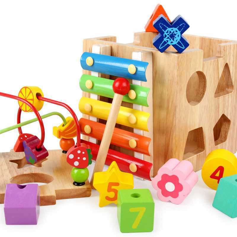idrop WOOD TOYS - Kids Children Learning Interactive Learning Activity Cube Toy