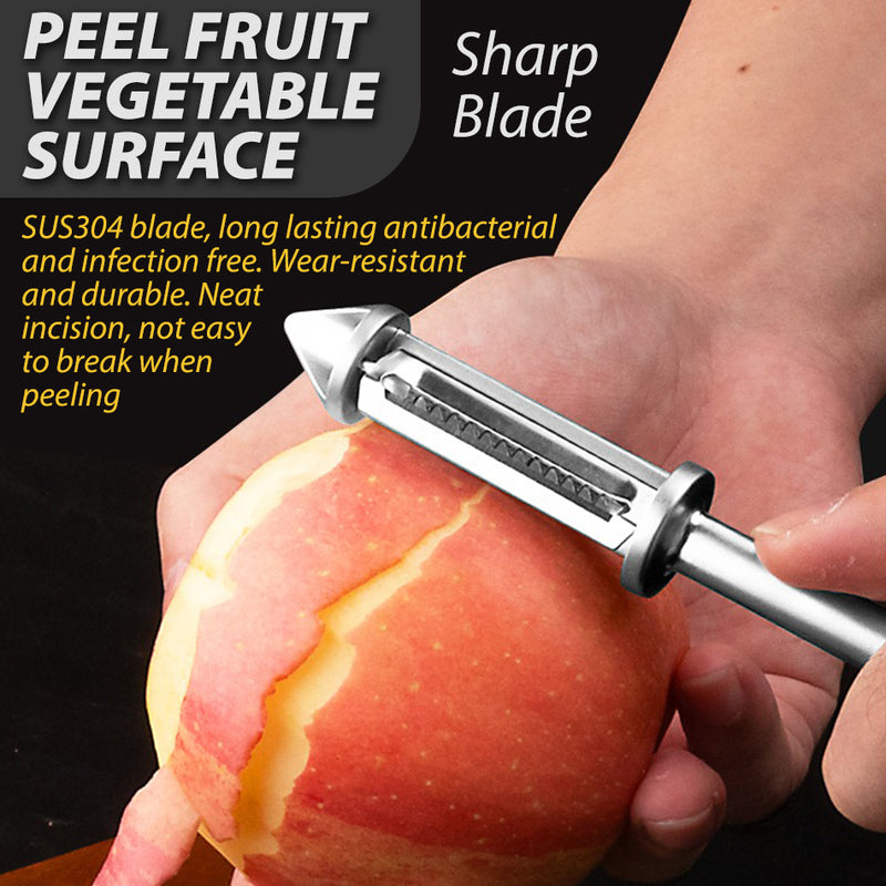 idrop SUS304 Stainless Steel Handheld Fruit Vegetable Slicer Peeler and Shredder / Alat Pengupas Penghiris Sayur dan Buah Keluli Tahan Karat / SUS304不锈钢手持式果蔬切片机削皮撕碎机