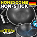 idrop 40CM  SUS304  Stainless Steel Kitchen Non Stick Honeycomb Cooking Frying Wok with Lid Cover