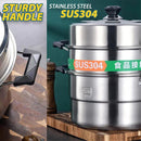 idrop [ 32CM ] 3 Layer Steamer Cooker Stainless Steel / SUS304 Periuk 3 lapis Masak Stim / 32CM蒸美味三层腹底蒸锅(304)(瑞诚RC)