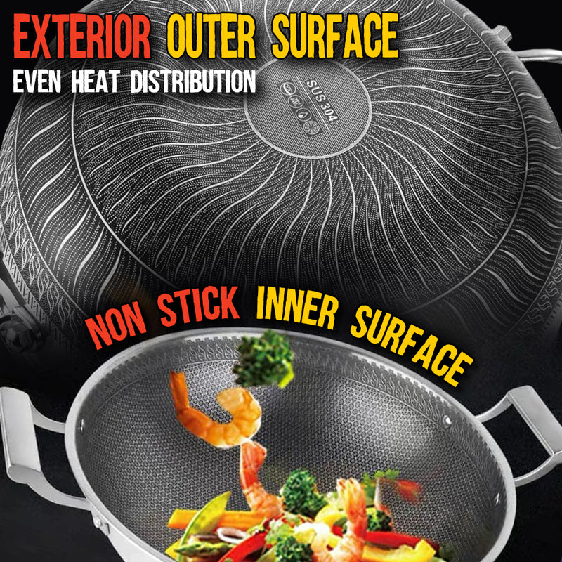 idrop 40CM Non Stick Kitchenware Cookware Cooking Wok Pot + Lid Cover