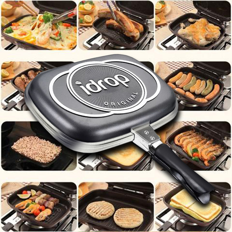idrop 36CM DOUBLE SIDED FRYING PAN - Kitchen Cooking Pressure Grill Cookware / Kuali Memasak Dua Belah / 双面煎锅