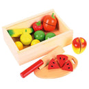 idrop WOOD TOYS - FRUIT SET - Children Food Cutting Toy Box Set