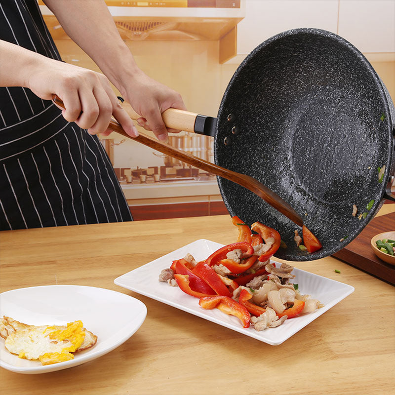 idrop 34CM - GD TRENDY Kitchen Cooking Wok Frying Pan [ Stone Black ]