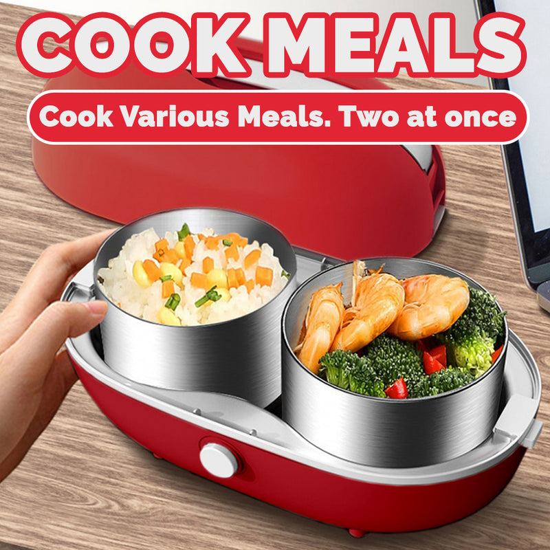 idrop  [ 1L ] 2 IN 1 Smart Electric Cooker & Heater Portable Lunchbox