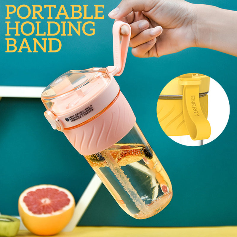 idrop [ 500ml ] 2 IN 1 Flip Cover Portable Drinking Cup Bottle with Straw