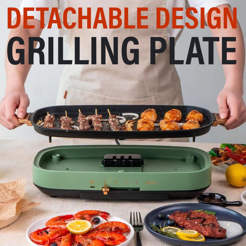 idrop 1000W Multifunction Electric Cooking BBQ Wok Grill / Gril Elektrik Memasak / 1000W多功能料理 锅(电烤盘)(39*19.5*2CM)(尚烤 佳SUNCOJIA)