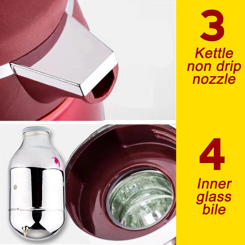 idrop [ 1.6L ] Thermal Stainless Steel Insulation Drinking Vacuum Kettle Flask Pot with Glass Inner Bile