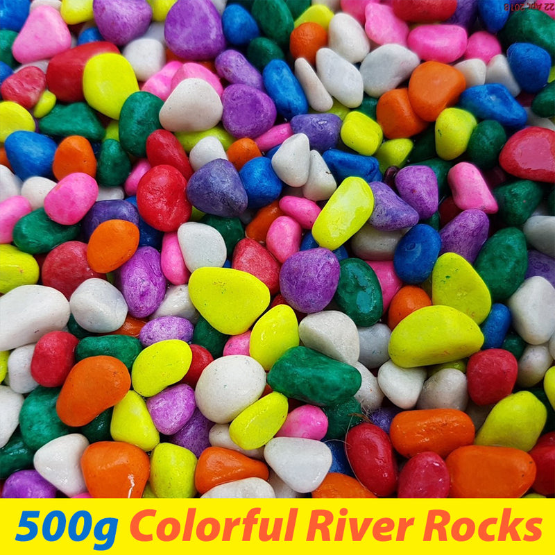idrop  [ 500g ] Natural & Colorful River Rocks for Decor and Gardening