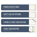 idrop [ 3 IN 1 ] Loft Bunk Bed Frame with Study Table & Book Shelves [ Single Bed ] [ WHITE ]