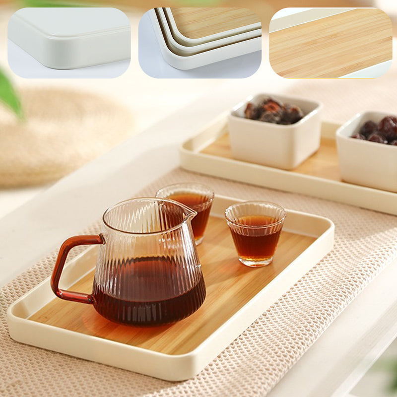 idrop Japanese Style Minimalist Food & Drink Serving Tray / Dulang Hidang Makanan & Minuman / 大号木板图案塑料面托盘