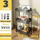 idrop 3 LAYER Foldable Portable Space Saving Kitchen Storage Tray Trolley Shelf