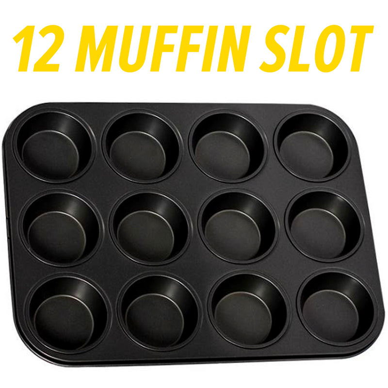 idrop [ 12 Slot ] Nonstick Coating Muffin cake Baking Cooking Pan Tray [ 35.5CM X 26CM ]