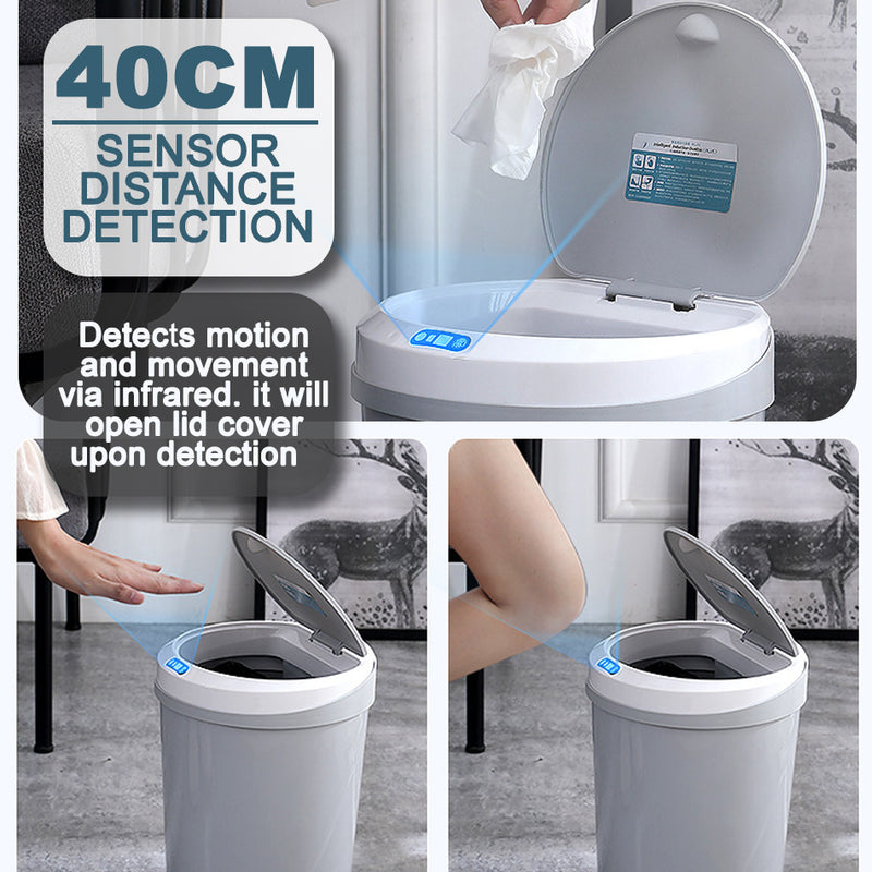 idrop 12L Rechargeable Smart Trash Rubbish Bin with Induction Motion Tap and Touch Sensor