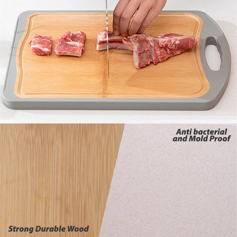 idrop [ DOUBLE SIDE ] Kitchen Cutting Board Ebony Wood & Natural Wheat Plastic / Papan Potong Dapur Dua Belah Kayu & Plastik Gandum / 双面菜板乌檀木加小麦梗