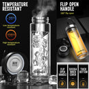 idrop [ 800ml ] Premium High Grade Glass Drinking Flask Bottle With SUS304 Stainless Filter / Botol Minuman Kaca Gred Tinggi Dengan Penapis Keluli Tahan Karat / 茶杯男款玻璃高档防摔双层防烫男士水杯新款分离式泡茶杯高端