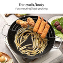 idrop [ 28CM ] Japanese Style Wide Iron Deep Frying Pan with Draining Rack / Kuali Memasak / 日式宽铁煎锅带沥水架