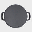 idrop 33CM CAST IRON - Flat Frying Pan Wok with wooden handle