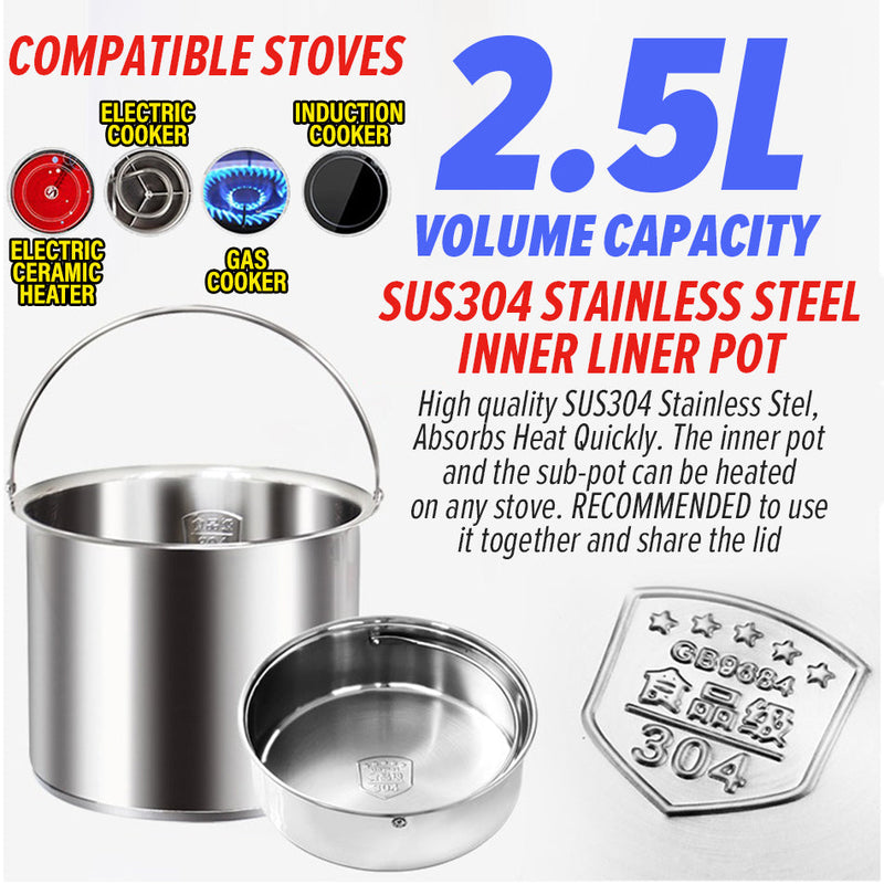 idrop [ 2.5L ] Multifunction Cooking Thermo Pot with Stainless Steel Inner Liner Pot / Periuk Masak Thermal Pelbagai Guna / 不锈钢内胆汤锅