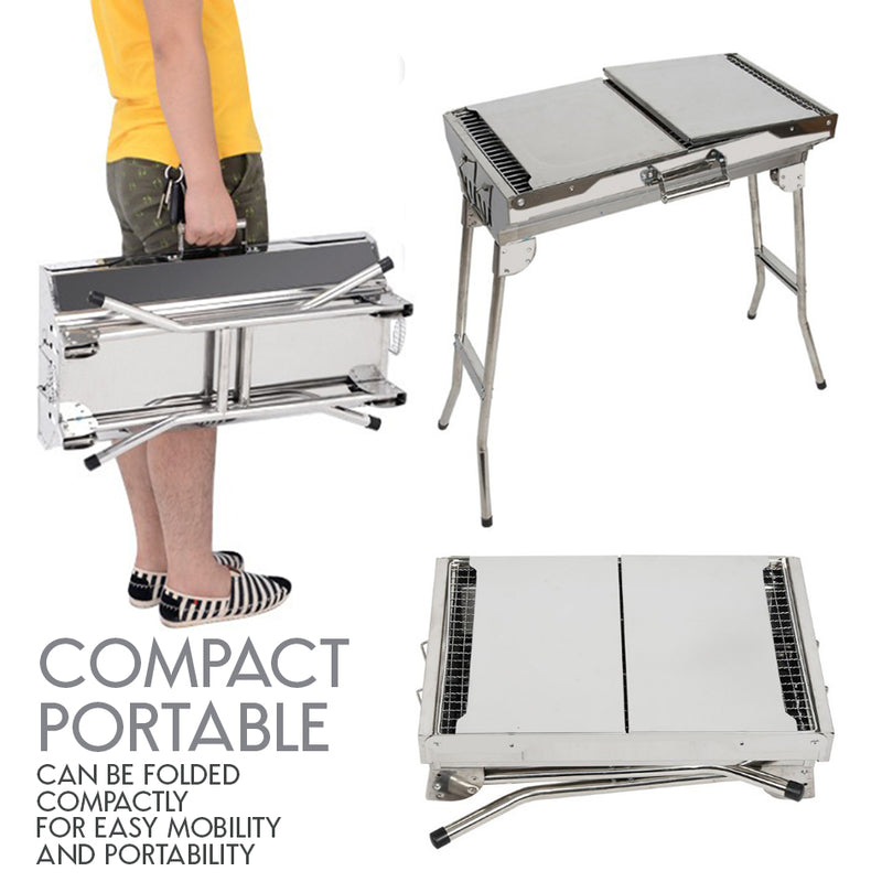 idrop Foldable BBQ Standing Grill - Wing Feature Medium Size Barbecue