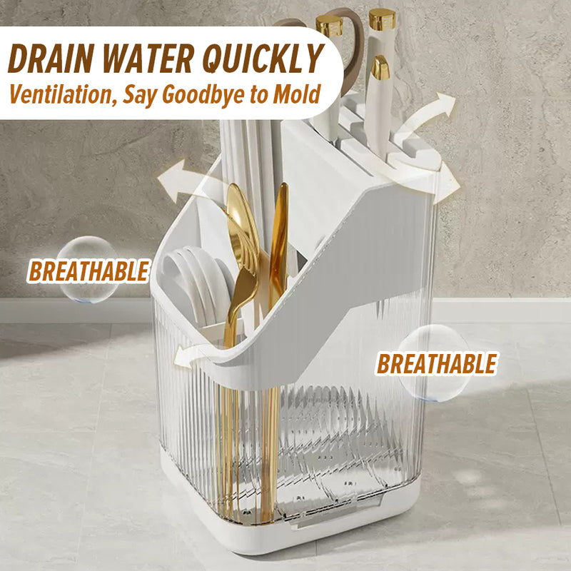 idrop Multifunctional Kitchen Knife Chopstick & Utensil Holder Storage Rack / Rak Sudu Garfu Penyimpanan Pelbagai Guna / PET刀架筷笼OPP袋包装