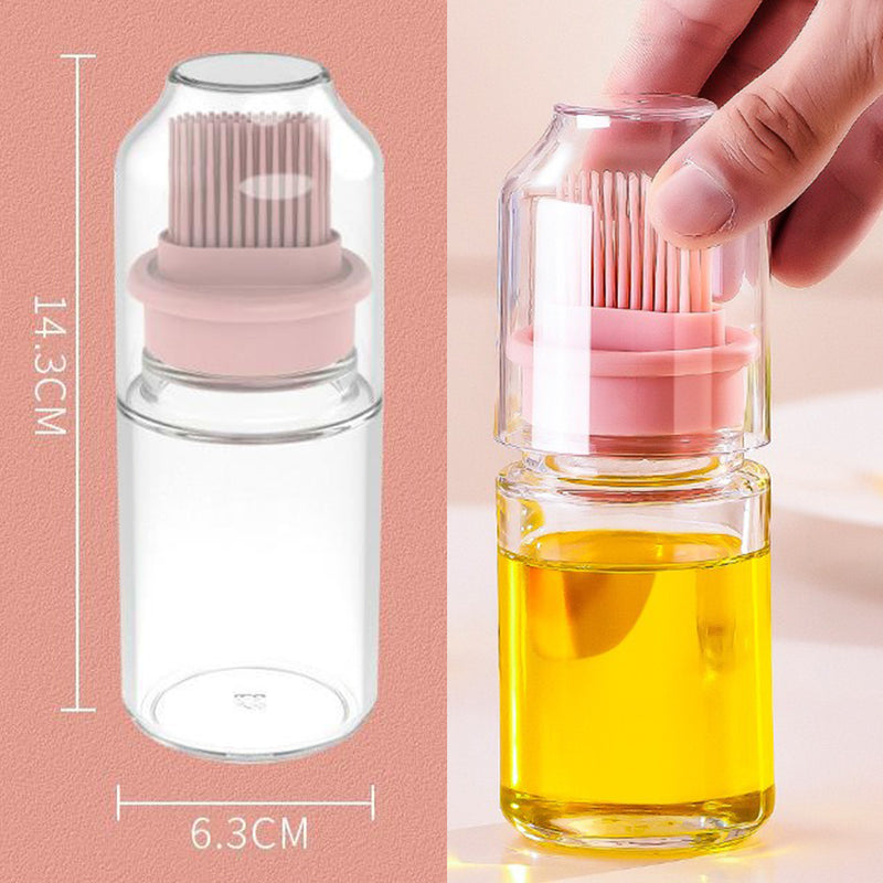 idrop [ 150ml ] Glass Oil Seasoning Bottle Dispenser with Silicone Rubber Bristle Brush