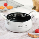 idrop [ 2L ] 18CM Kitchen Tempura Frying Cooking Pot / Kuali Goreng & Memasak / 白色字母双耳油炸锅(双耳汤锅)
