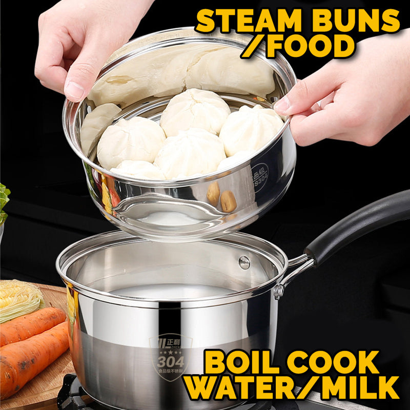 idrop [ 2 LAYER ] 18CM Stainless Steel Milk Pot + Steamer layer Cooker