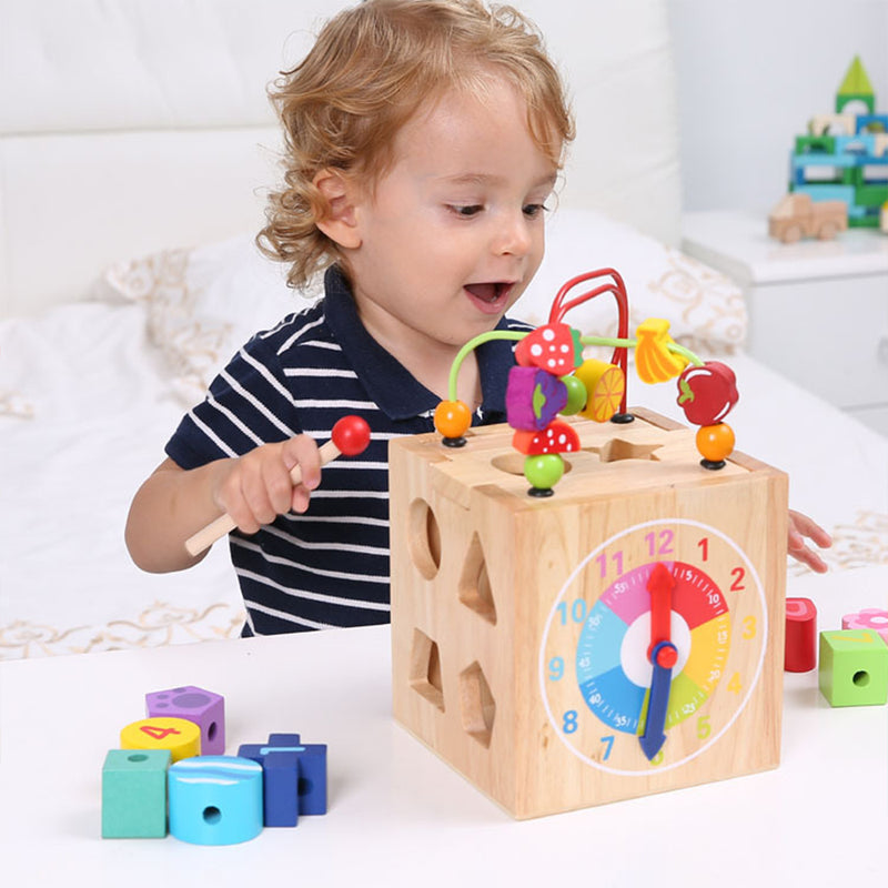 idrop WOOD TOYS - Kids Children Learning Interactive Learning Activity Cube Toy