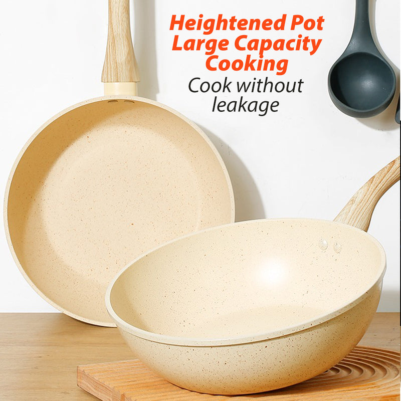 idrop [ 28CM ] Nonstick Beige Maifan Stone Wok  / Periuk Masak Batu Maifan / 28CM米色深型麦饭石炒锅