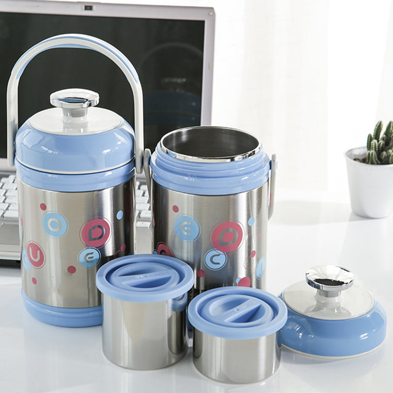 idrop 900ML Portable Metallic Food / Drink Container Set