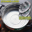 idrop [ 32CM ] 3 Layer Steamer Cooker Stainless Steel / SUS304 Periuk 3 lapis Masak Stim / 32CM蒸美味三层腹底蒸锅(304)(瑞诚RC)