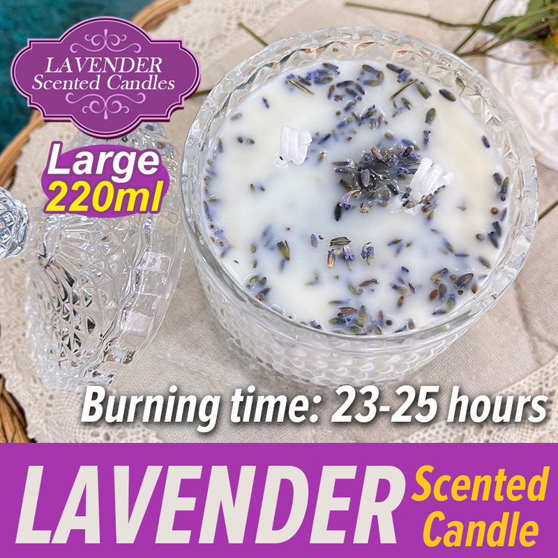 idrop LAVENDER Scented with Dried Flower Buds Candle / Lilin Lavender dengan Bunga kering Aromatherapy Lilin Wangi / 薰衣草干花蕾蜡烛