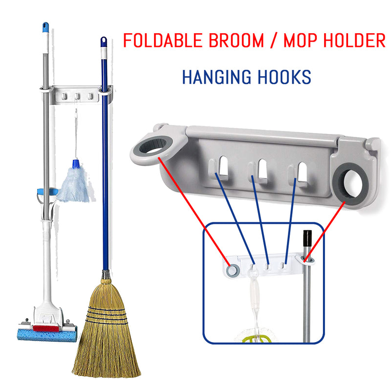 idrop Mop & Broom House Storage Organizer Wall Mount Housekeeping