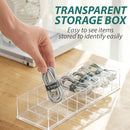 idrop [ 8 SLOT ] Table Desktop USB Data Cable & Accessory Storage Box / Kotak Penyimpanan Kabel USB & Aksesori / 塑料透明8格不带盖桌面数据线收纳盒(桌面数据线收纳神器)25*8.5*4.8CM
