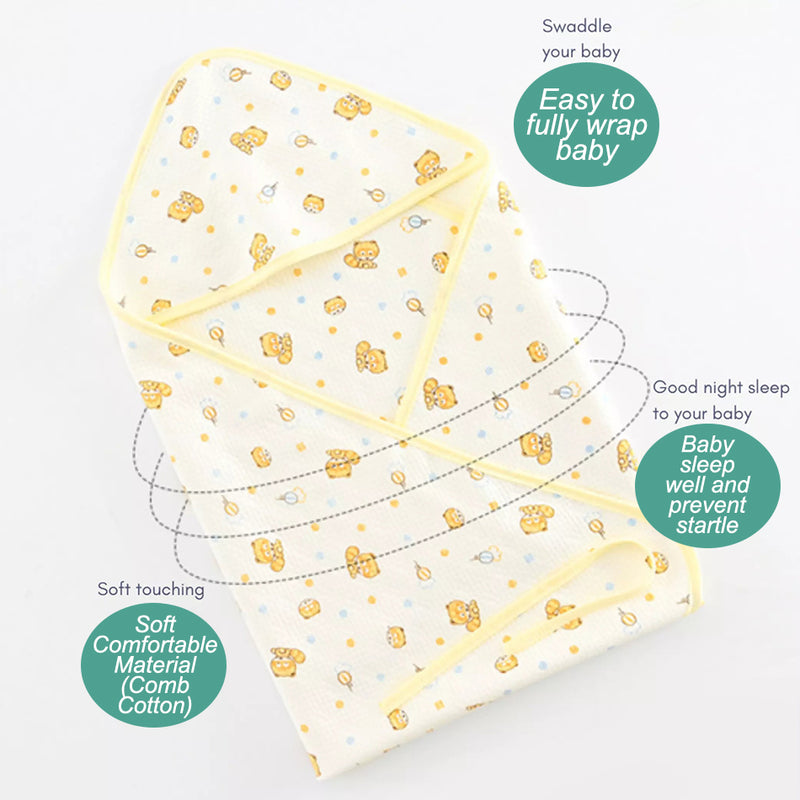 idrop Newborn Baby Cotton Hooded Cover Swaddle Towel Blanket / Selimut Tuala Bayi / 婴儿棉连帽罩/襁褓/毛巾/毯子