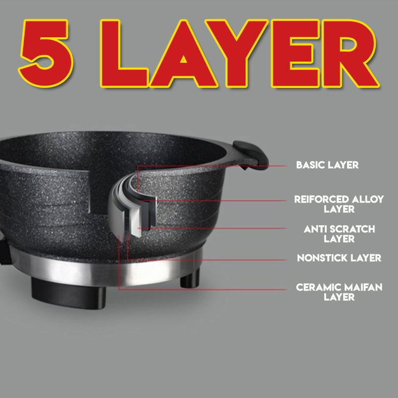 idrop [ 32CM ] 2 LAYER Nonstick Ceramic Cooking Hotpot & Stainless Steel Multifunction Steamer