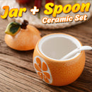 idrop [ 230ml ] Orange Shape Ceramic Spice & Seasoning Jar with Spoon / Bekas Seramik Simpanan Perencah dan Perasa bersama Sudu / 陶瓷罐 水果单件套陶瓷调味罐(橙子)