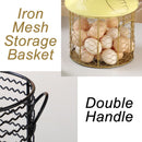 idrop Ceramic Chicken Egg Storage Wire Basket / Ayam Seramik Bekas Penyimpanan Telur / 陶瓷红鸡冠配金色直筒网篮
