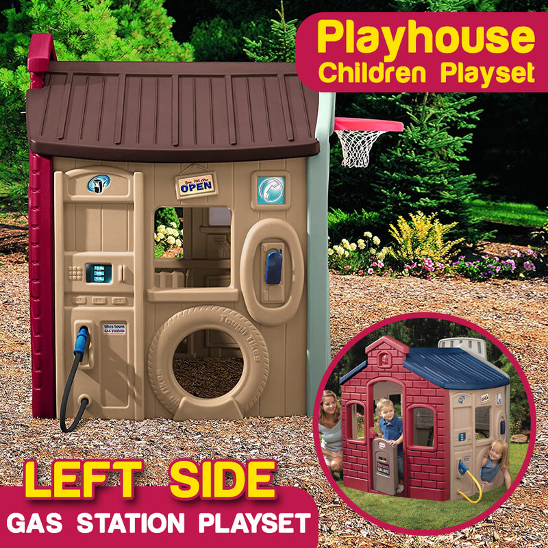 idrop Children's Outdoor Playhouse - School House / Gas Station / Market / Basketball Football Playset