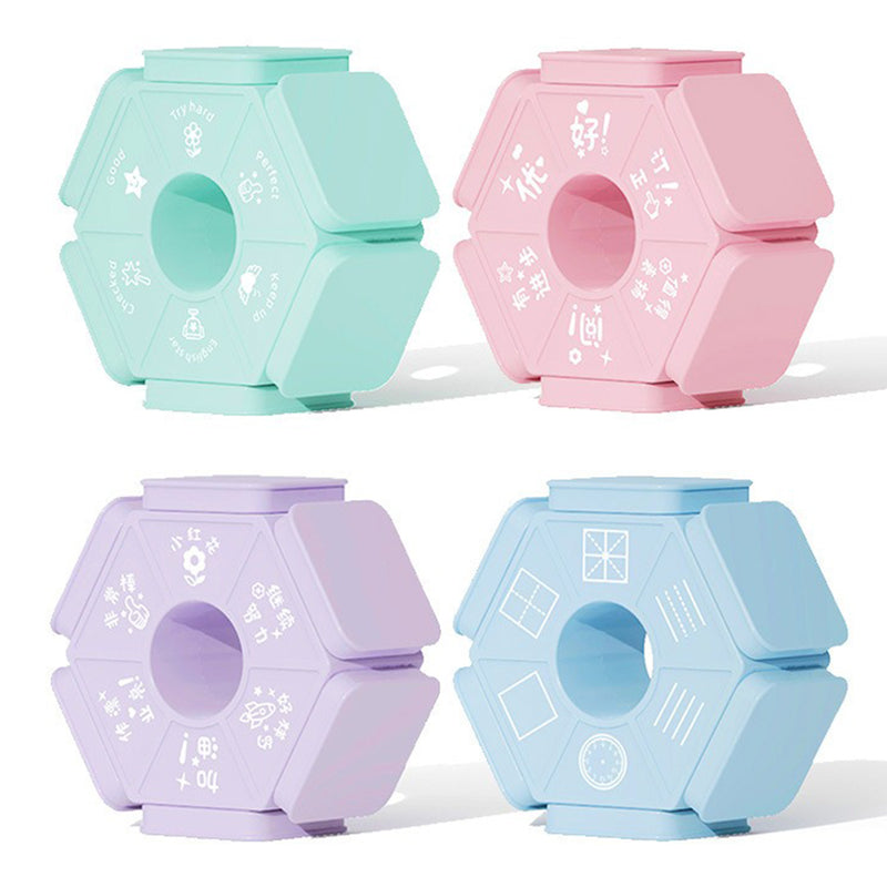 idrop Six Sided Correctional Motivational and Award Stamp / Cop Dakwat Enam Bahagian / 六面印章配印油(批改章,奖励章,英文章