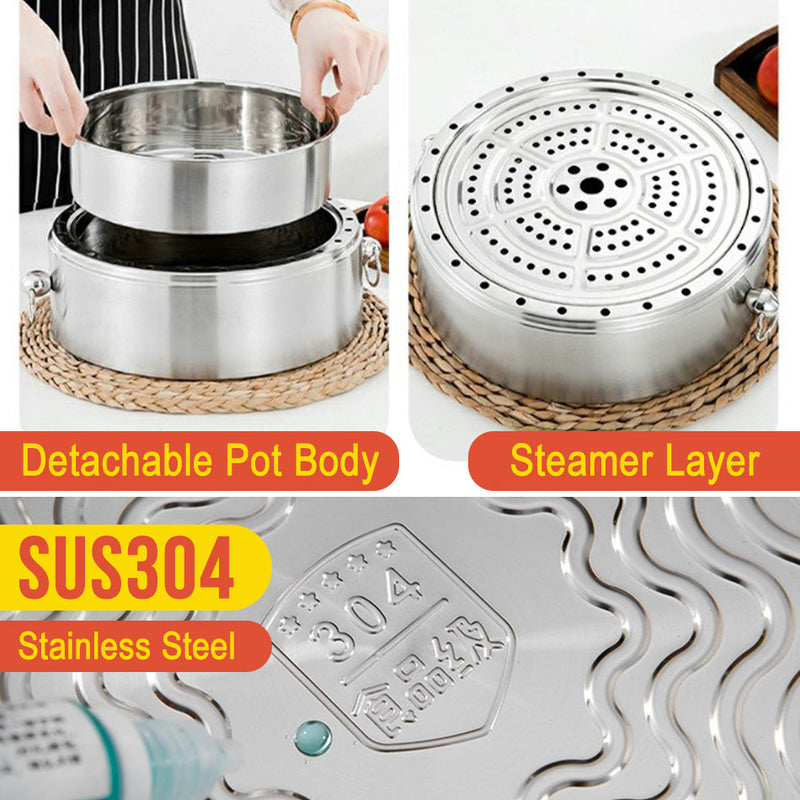 idrop [ 32CM ] SUS304 Stainless Steel Energy Saving Multilayer Cooking & Steaming Pot / Periuk Memasak & Stim Bertingkat / SUS304不锈钢节能多层蒸煮锅