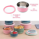 idrop [ 3 IN 1 ] Round Portable Food Storage Container Stainless Steel Lunchbox / Bekas Makanan Mudah Alih / 圆形硅胶盖保鲜盒(特得美 )