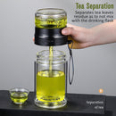 idrop [ 500ml ] 2IN1 Premium High Grade Glass Drinking Flask Tea Separation Bottle With SUS304 Stainless Filter / Botol Minuman Kaca 2 Dalam 1 Bersama Penapis Keluli Tahan Karat / 富光双层玻璃杯大容量茶水分离杯车载便携商务水杯