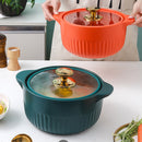 idrop [ 3L ] Heat Resistant Heat Casserole with Glass Lid Periuk Casserole Seramik 耐高温陶瓷砂锅玻璃盖(砂煲)
