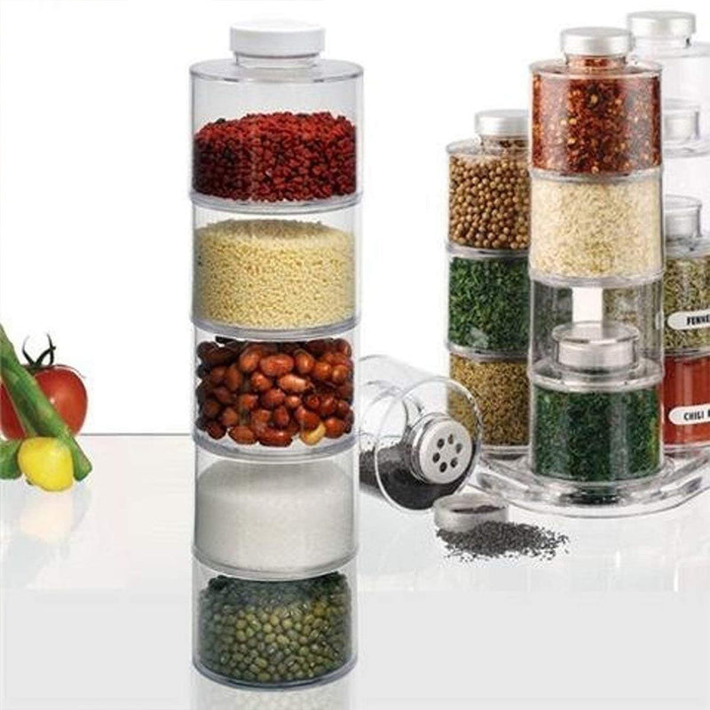 idrop 6PCS Spice Jar Spice Tower Stackable Seasoning Storage / Bekas Tempat Penyimpanan Rempah Ratus / 香料罐香料塔可堆叠调味料储存